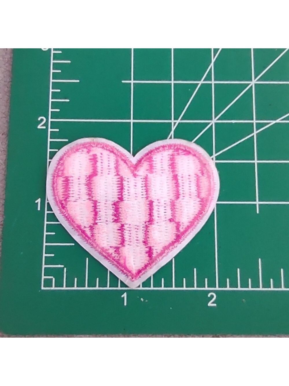 2/$10 Pink Checkered Heart Patch - Picture 2 of 2